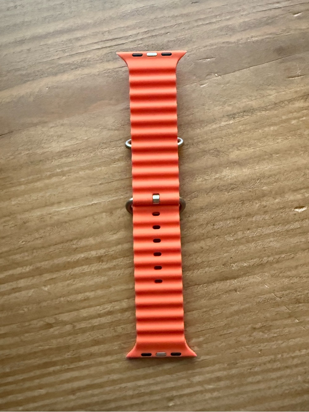 Apple Watch Orange Ribbed Silicone Watch Band - Picture 2 of 3